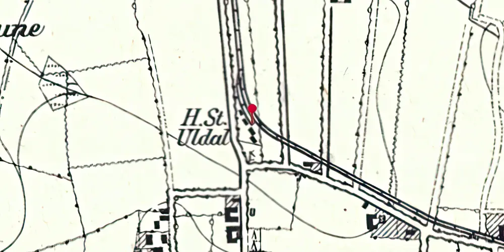 Historisk kort over Uldal Station