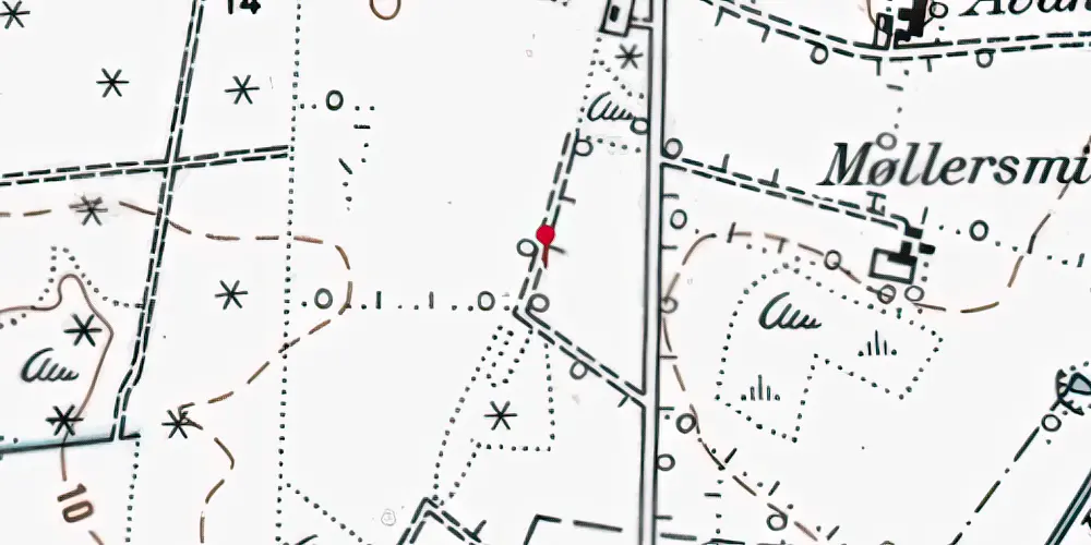 Historisk kort over Ullemølle Trinbræt med Sidespor Historisk kort over Ullemølle Trinbræt med Sidespor