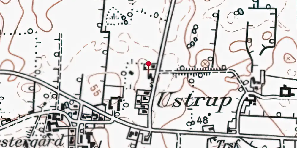 Historisk kort over Ustrup Station