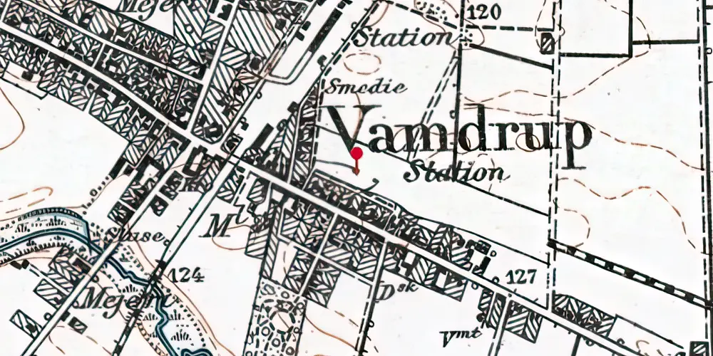 Historisk kort over Vamdrup Østbanegård