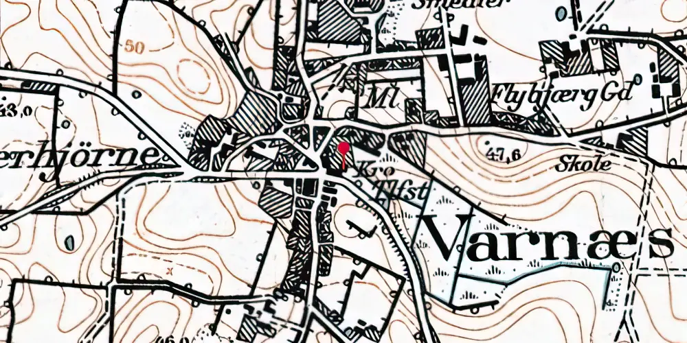 Historisk kort over Varnæs Stationskro