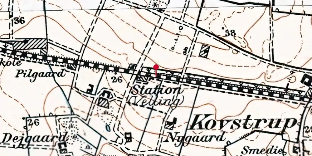 Historisk kort over Velling Station Historisk kort over Velling Station