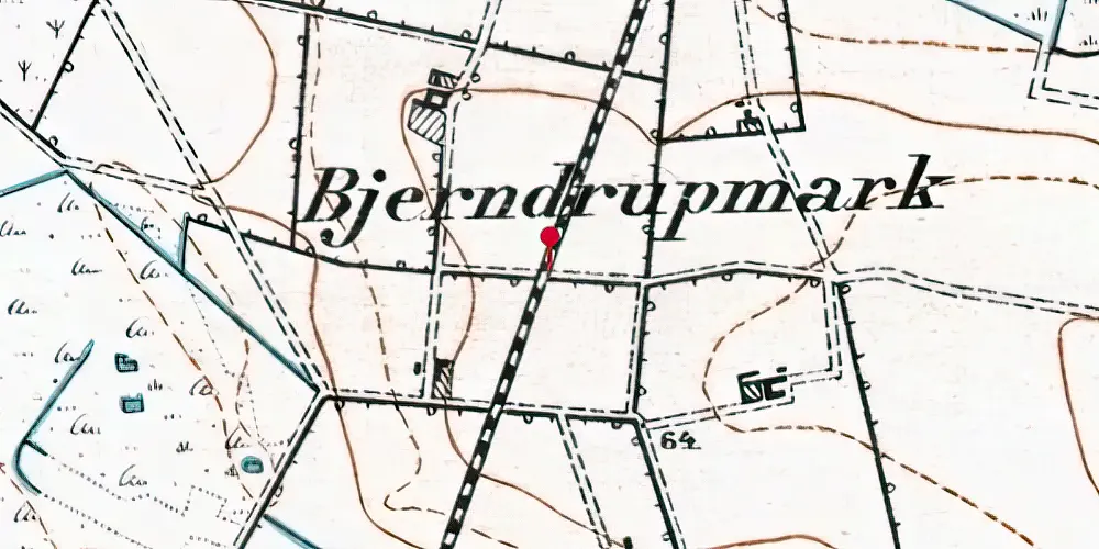 Historisk kort over Vester Bjerndrup Trinbræt