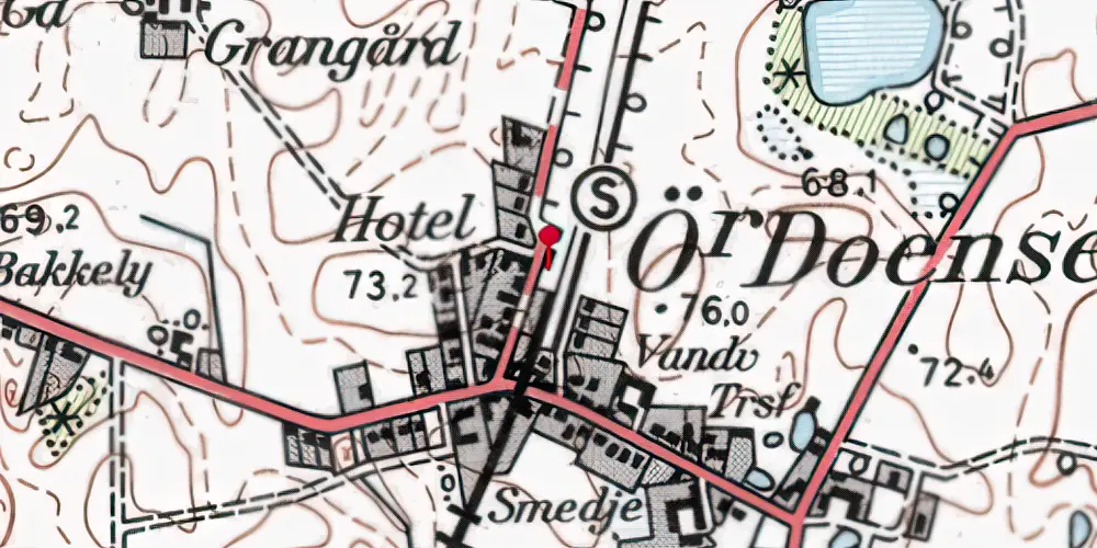 Historisk kort over Øster Doense Station Historisk kort over Øster Doense Station