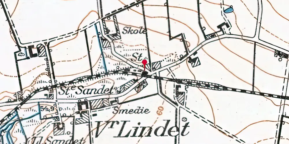 Historisk kort over Vester Lindet Station Historisk kort over Vester Lindet Station