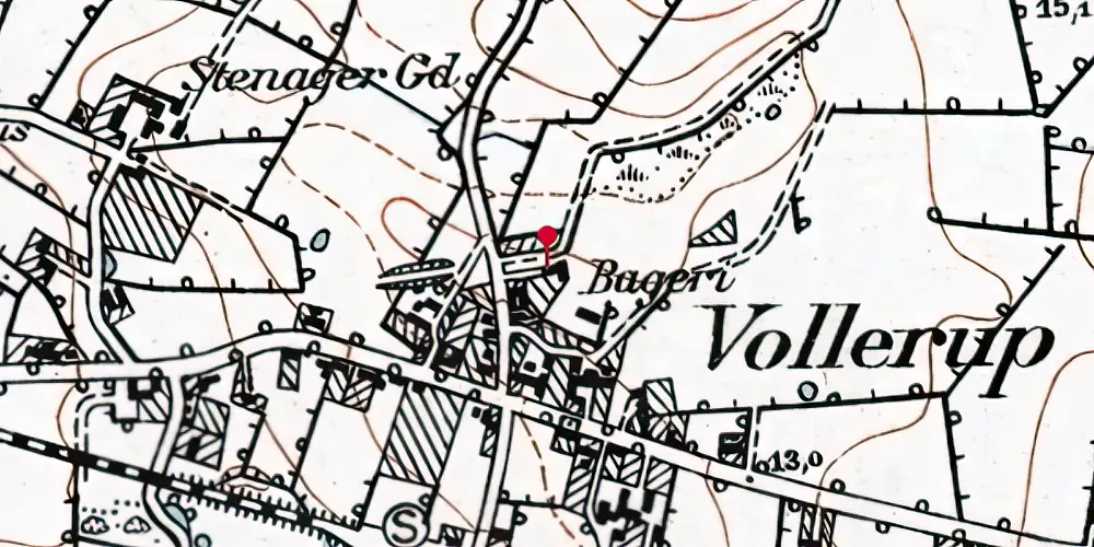 Historisk kort over Vollerup Stationskro [1898-1933]