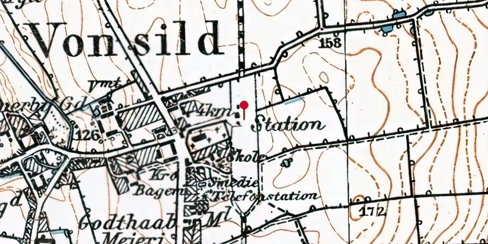 Historisk kort over Vonsild Station