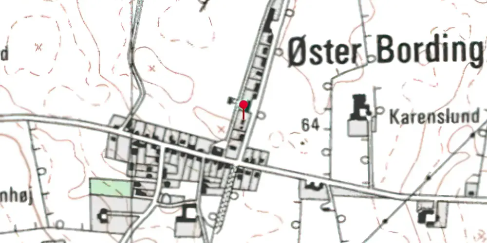 Historisk kort over Øster Bording Station