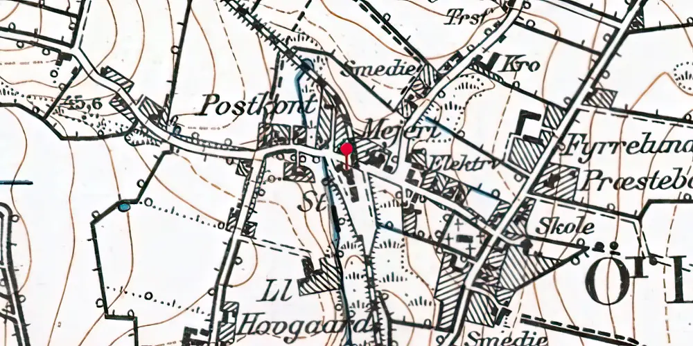 Historisk kort over Øster Lindet Station Historisk kort over Øster Lindet Station