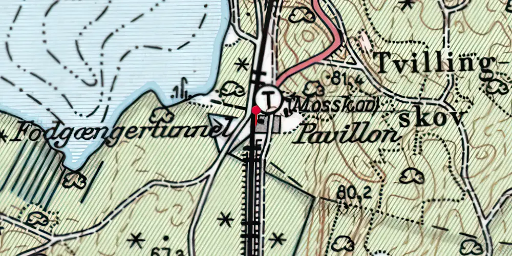 Historisk kort over Mosskov Trinbræt Historisk kort over Mosskov Trinbræt
