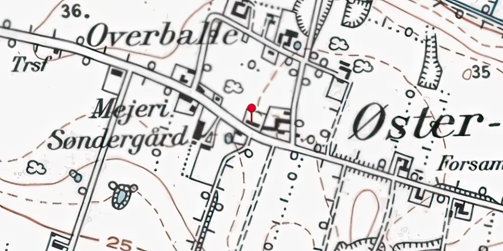 Historisk kort over Øster-Terp Stationskro