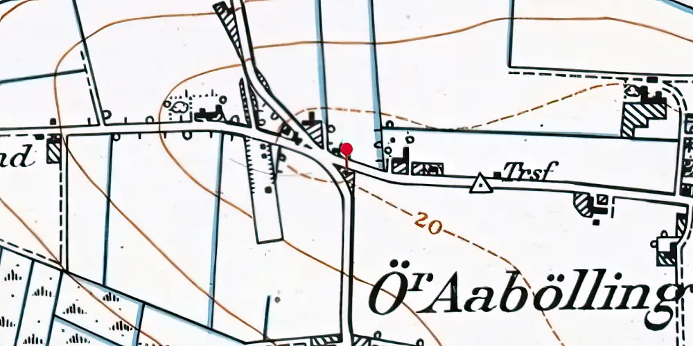 Historisk kort over Øster Åbølling Billetsalgssted
