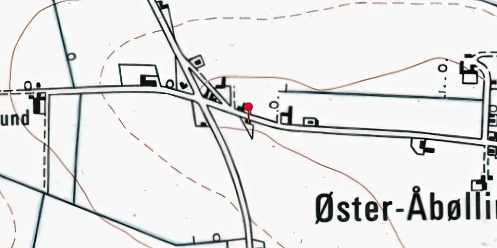 Historisk kort over Øster Åbølling Billetsalgssted