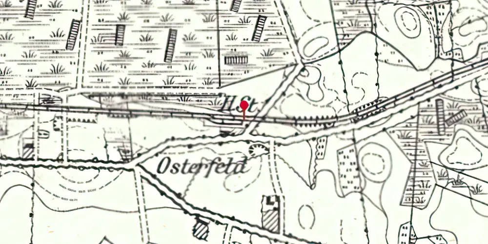 Historisk kort over Østermark Billetsalgssted