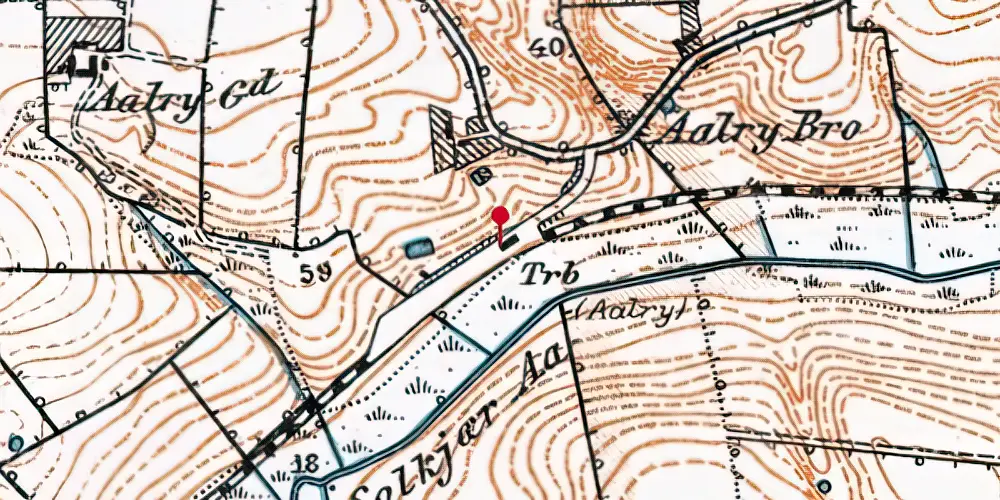 Historisk kort over Aalry Trinbræt Historisk kort over Aalry Trinbræt