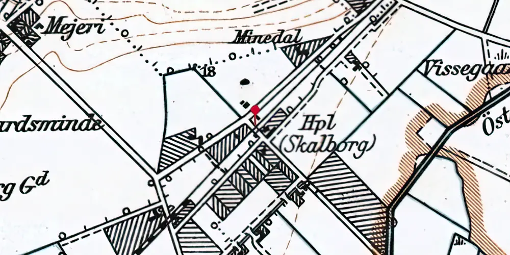 Historisk kort over Skalborg Trinbræt Historisk kort over Skalborg Trinbræt