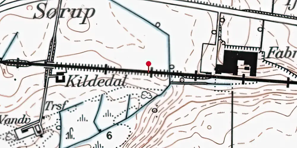 Historisk kort over Kildedal S-togstrinbræt