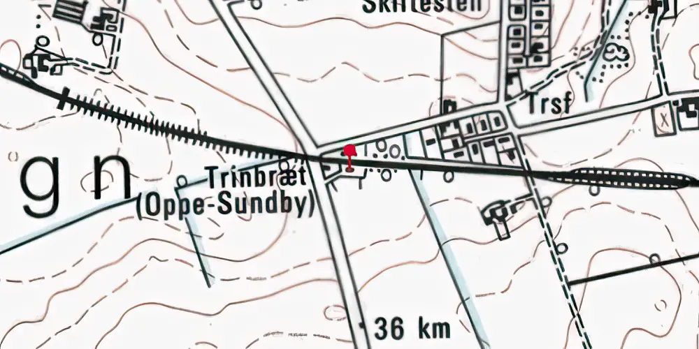 Historisk kort over Oppe-Sundby Trinbræt