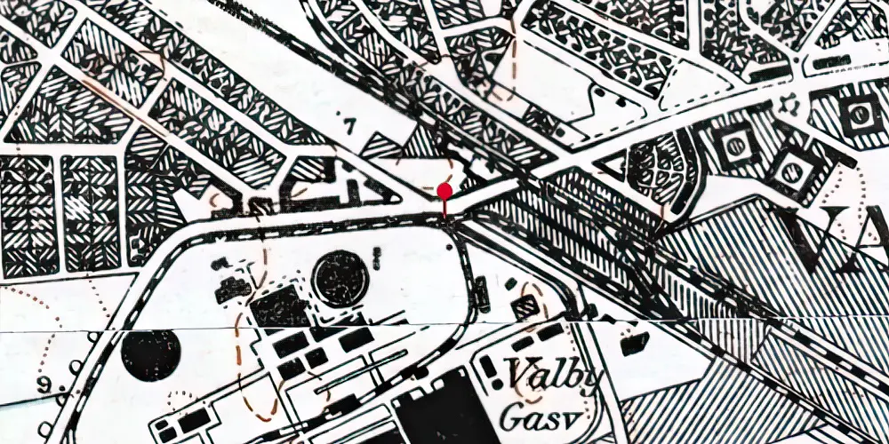 Historisk kort over Valby Gasværk Station