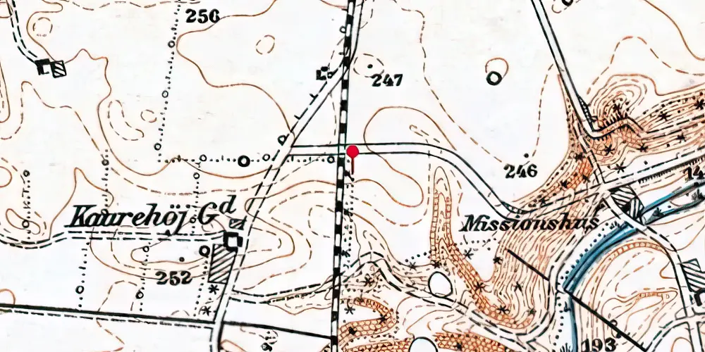 Historisk kort over Skærhølgård Holdeplads