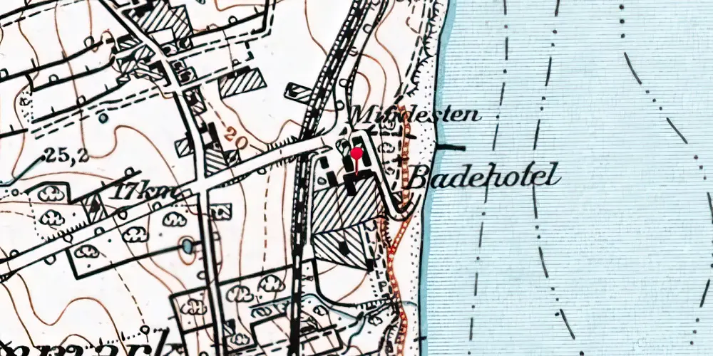 Historisk kort over Mommark Færgegård Stationskro
