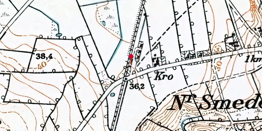 Historisk kort over Smedeby Station