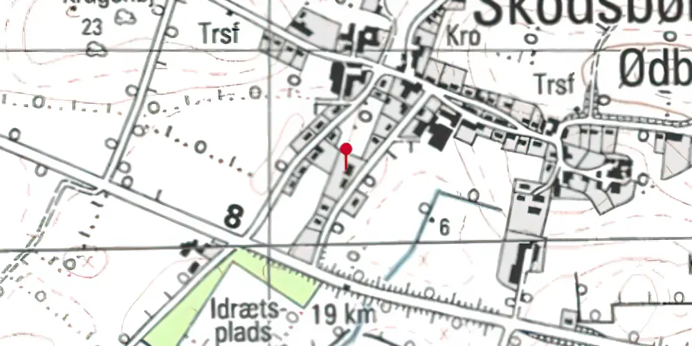 Historisk kort over Skodsbøl (Sønderjylland) Station