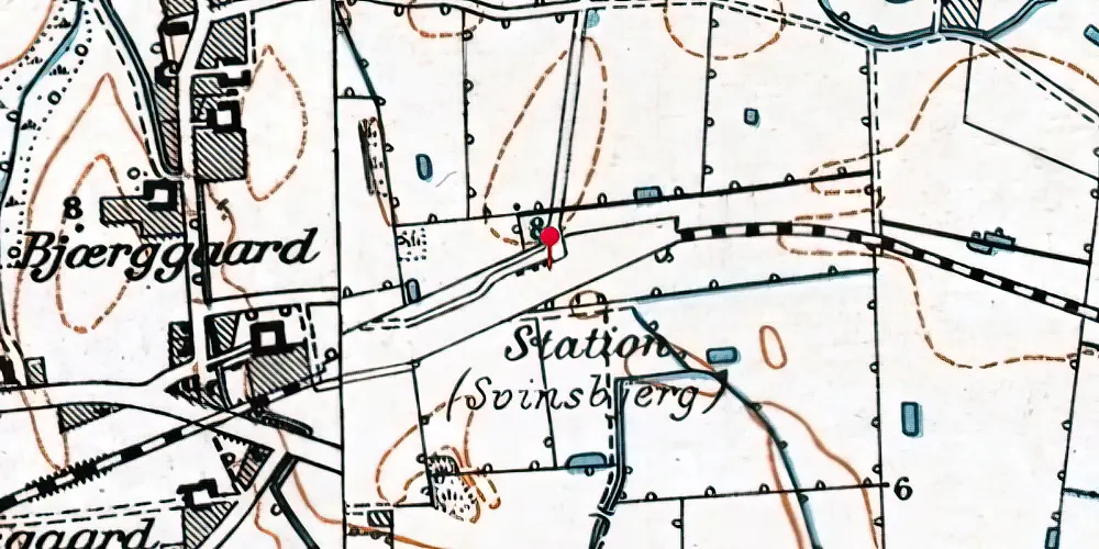 Historisk kort over Svinsbjerg Station