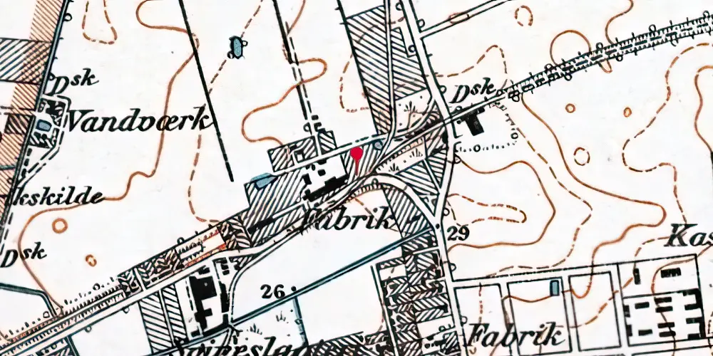 Historisk kort over Slagelse Station [1856-1892]