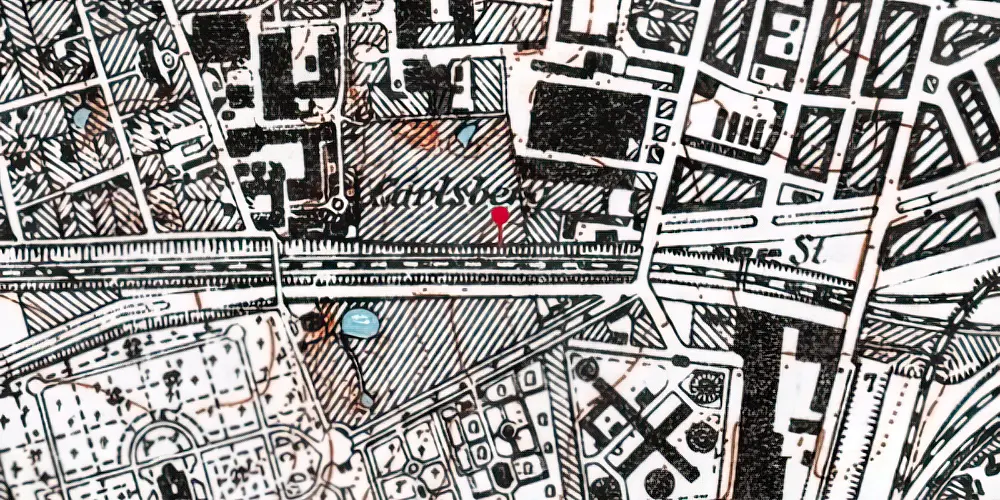 Historisk kort over Carlsberg S-togstrinbræt Historisk kort over Carlsberg S-togstrinbræt