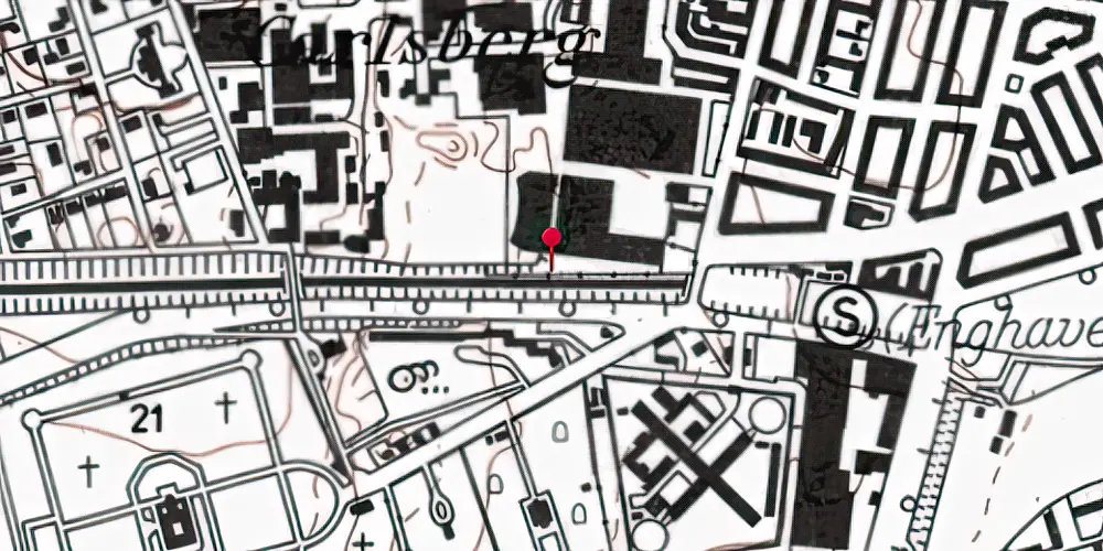 Historisk kort over Carlsberg S-togstrinbræt Historisk kort over Carlsberg S-togstrinbræt