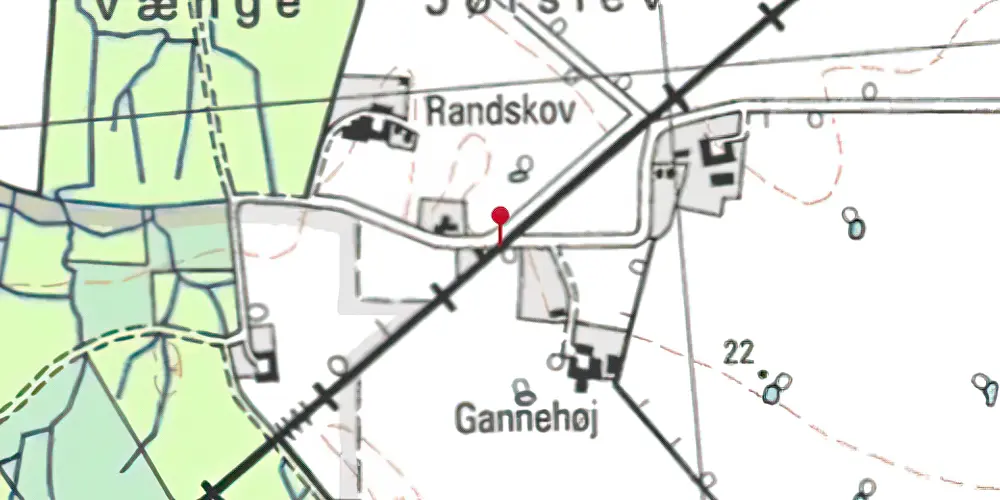 Historisk kort over Ganneskov Trinbræt