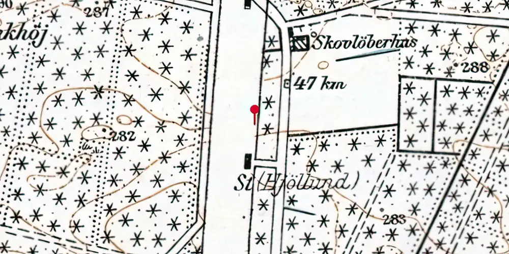 Historisk kort over Hjøllund Billetsalgssted med Sidespor Historisk kort over Hjøllund Billetsalgssted med Sidespor