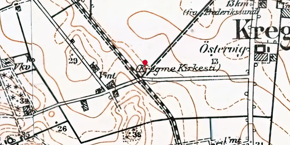 Historisk kort over Kregme Kirkesti Trinbræt Historisk kort over Kregme Kirkesti Trinbræt