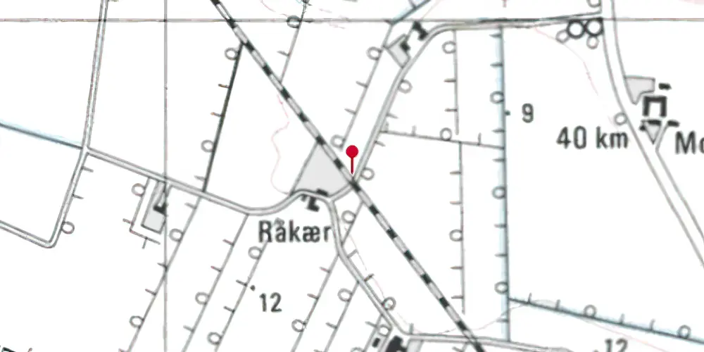 Historisk kort over Raakjær Trinbræt Historisk kort over Raakjær Trinbræt