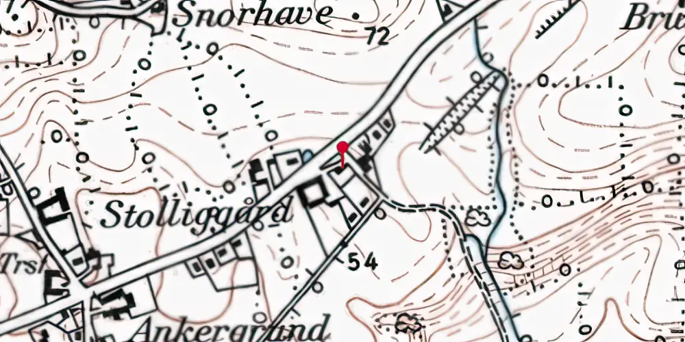 Historisk kort over Stollig Stationskro