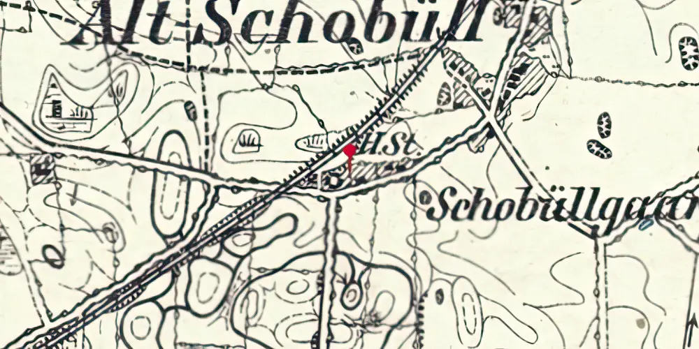 Historisk kort over Skovbøl Stationskro