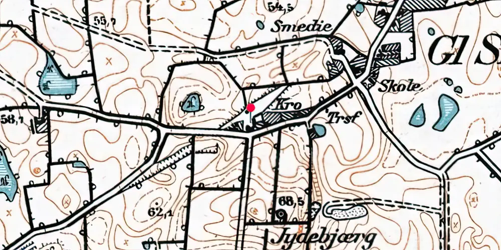 Historisk kort over Skovbøl Stationskro