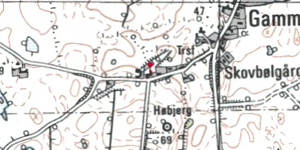 Historisk kort over Skovbøl Stationskro