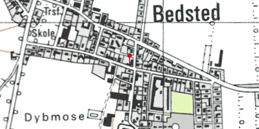 Historisk kort over Bedsted Løgum (Smalspor) Stationskro