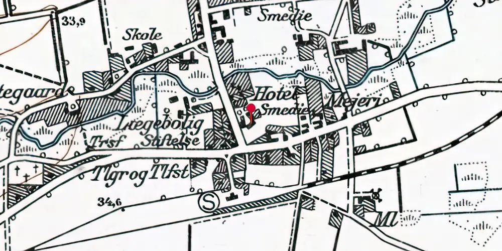 Historisk kort over Hellevad (Smalspor) Stationskro Historisk kort over Hellevad (Smalspor) Stationskro