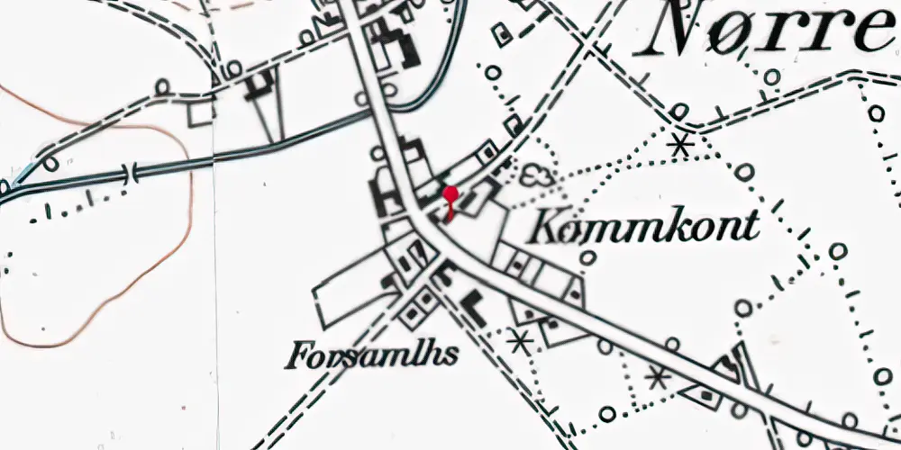 Historisk kort over Nørre-Hostrup (Smalspor) Station