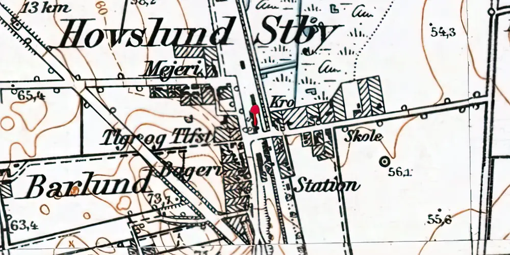 Historisk kort over Hovslund Stationsby Amtsbanegård Historisk kort over Hovslund Stationsby Amtsbanegård