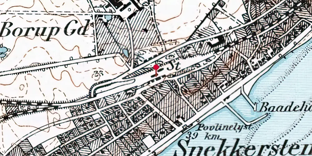 Historisk kort over Snekkersten Station [1891-1955]