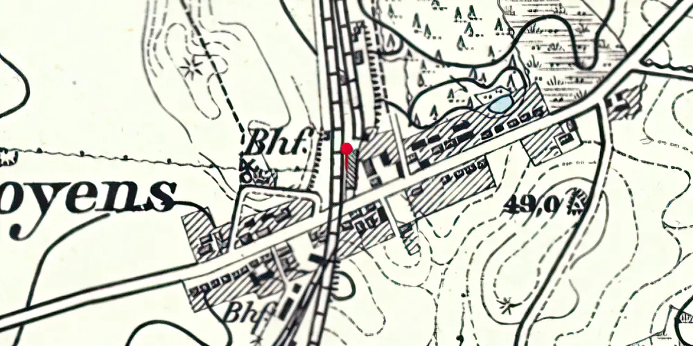 Historisk kort over Vojens Station [1864-1966]