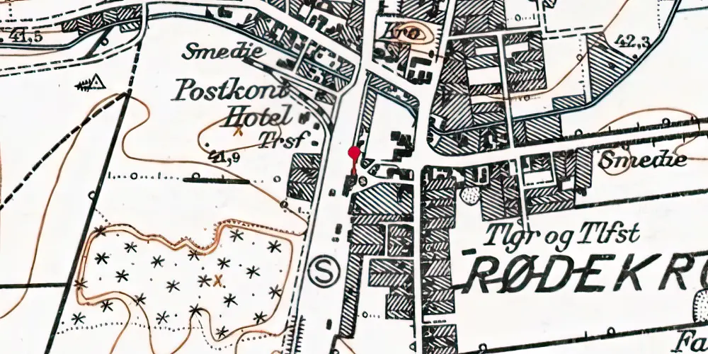 Historisk kort over Rødekro Station [1864-1969]