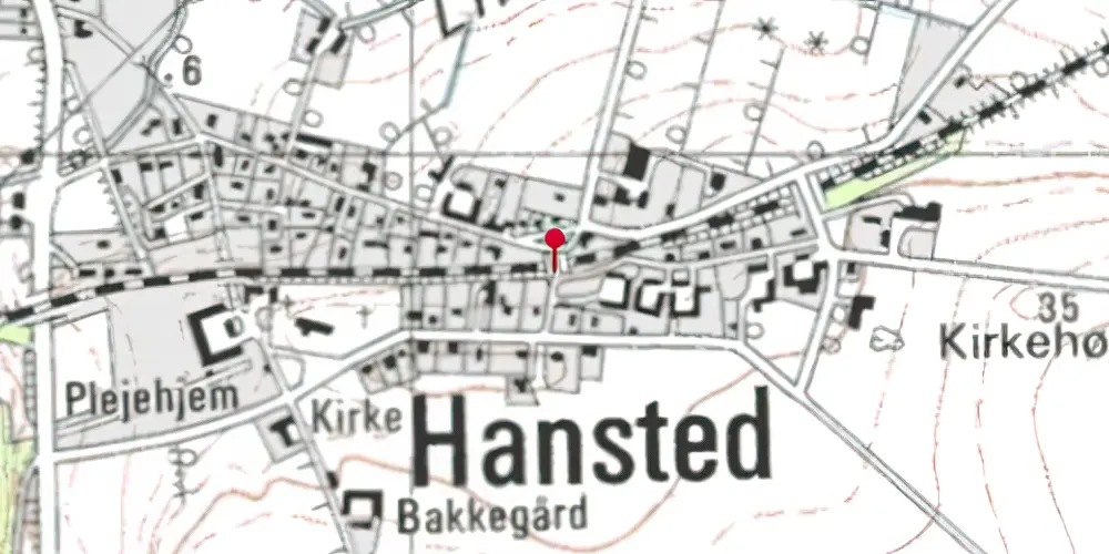 Historisk kort over Hansted Trinbræt Historisk kort over Hansted Trinbræt