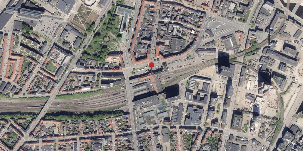 Historisk kort over Aarhus Banegård [1862-1884]