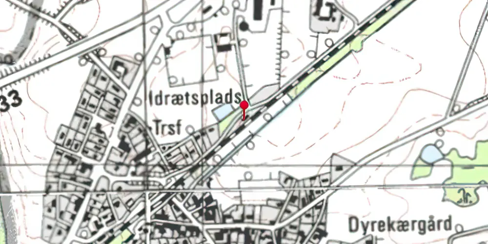 Historisk kort over Tvingstrup Station