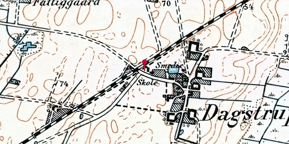 Historisk kort over Dagstrup Trinbræt Historisk kort over Dagstrup Trinbræt